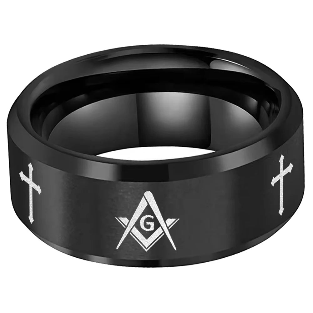 10MM Masonic Tungsten Ring