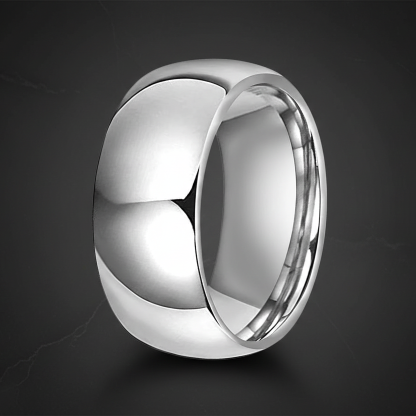 10mm Men Silver Tungsten Wedding Ring