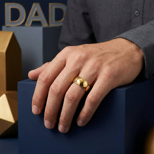 10mm Men Gold Tungsten Wedding Ring
