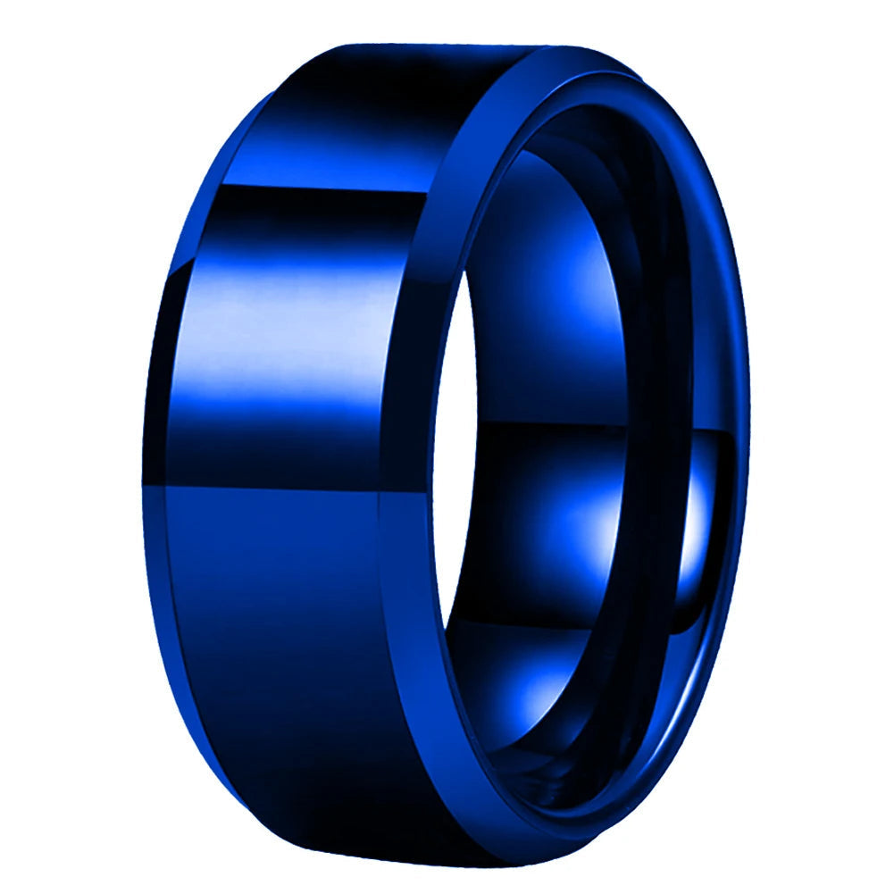 10mm Stepped Beveled Tungsten Wedding Band for Men