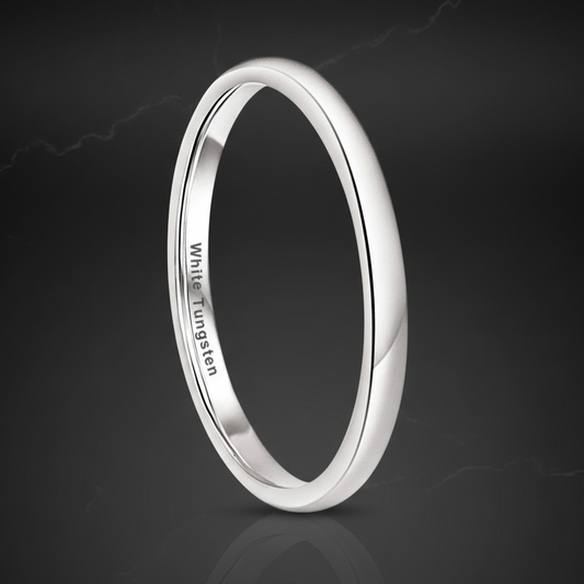 2mm White Tungsten Engagement Ring