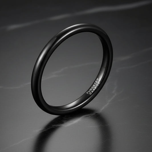 2mm Black Tungsten Carbide Ring Polished