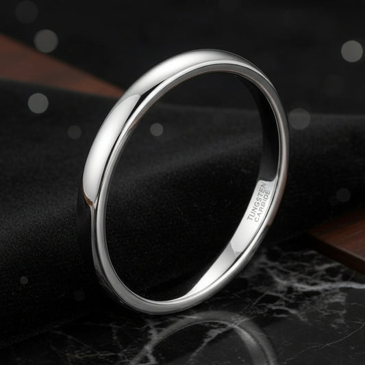 2mm Silver Tungsten Carbide Ring