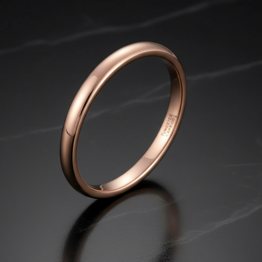 2mm Vintage Rose Gold Tungsten Carbide Engagement Ring