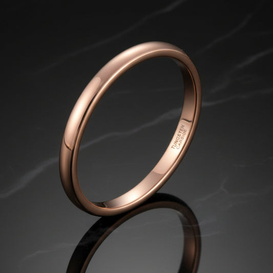 2mm Vintage Rose Gold Tungsten Carbide Engagement Ring