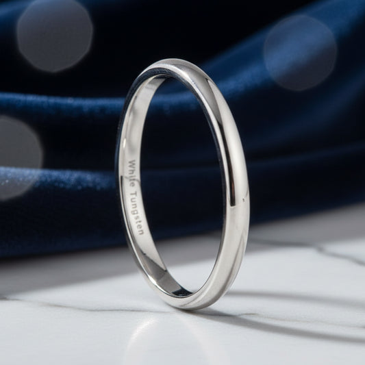 2mm White Tungsten Men’s Wedding Band