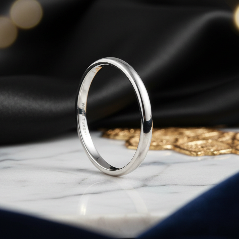 2mm White Tungsten Engagement Ring