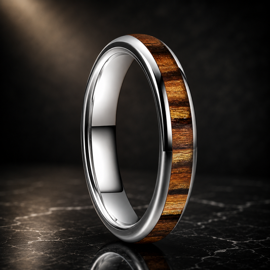 4MM Tungsten Ring with Koa Wood Inlay