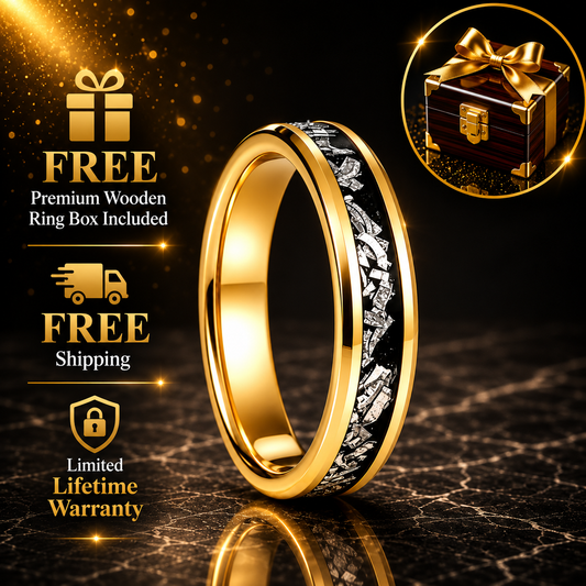 4mm Women's Tungsten Ring with Meteorite Inlay