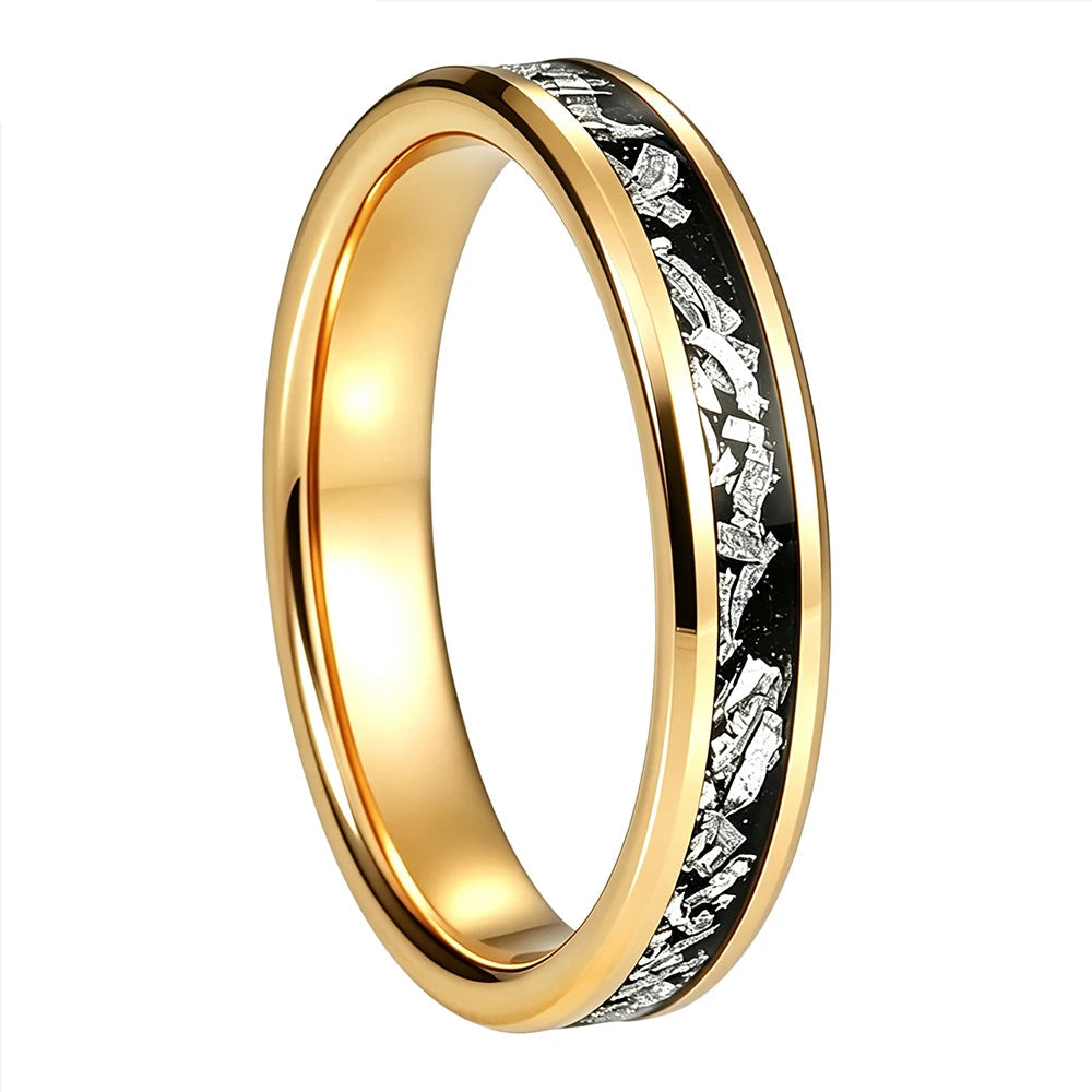 4mm Women's Tungsten Ring with Meteorite Inlay