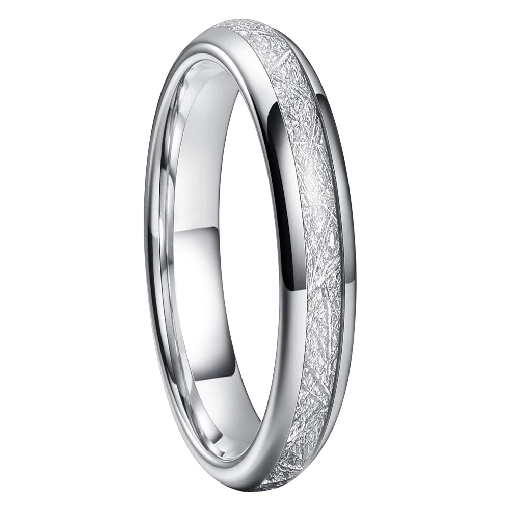 Tungsten Ring with Meteorite Inlay