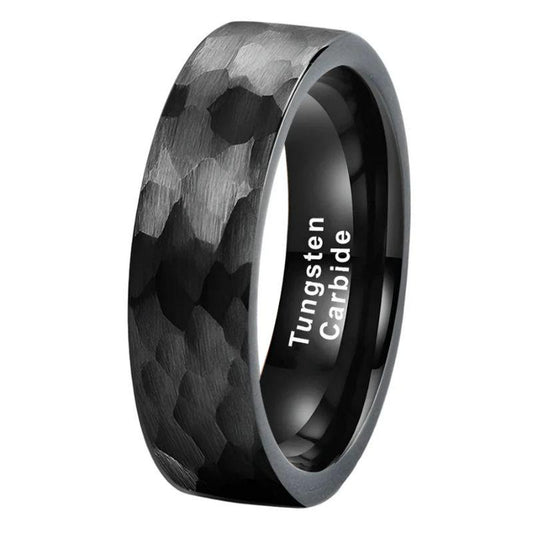 6mm_Black_Hammered_Tungsten_Ring