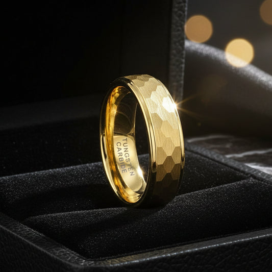 6mm Hammered Tungsten Ring