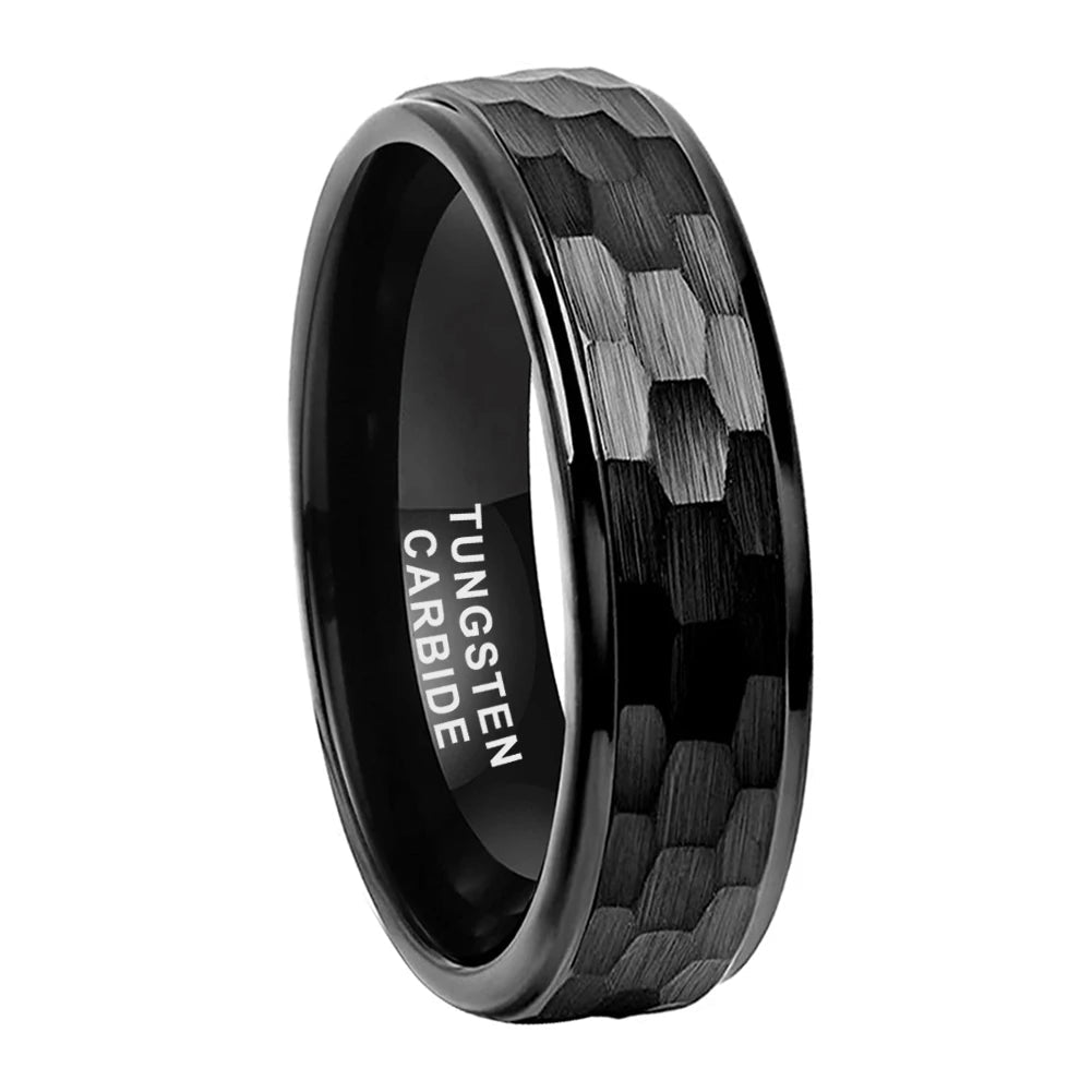 6mm Hammered Tungsten Ring