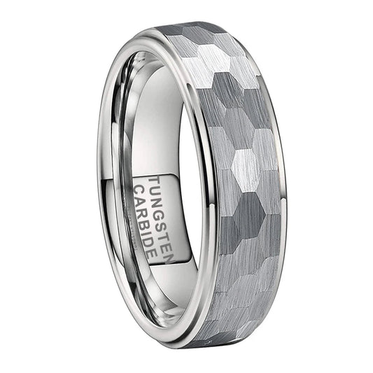 6mm Hammered Tungsten Ring
