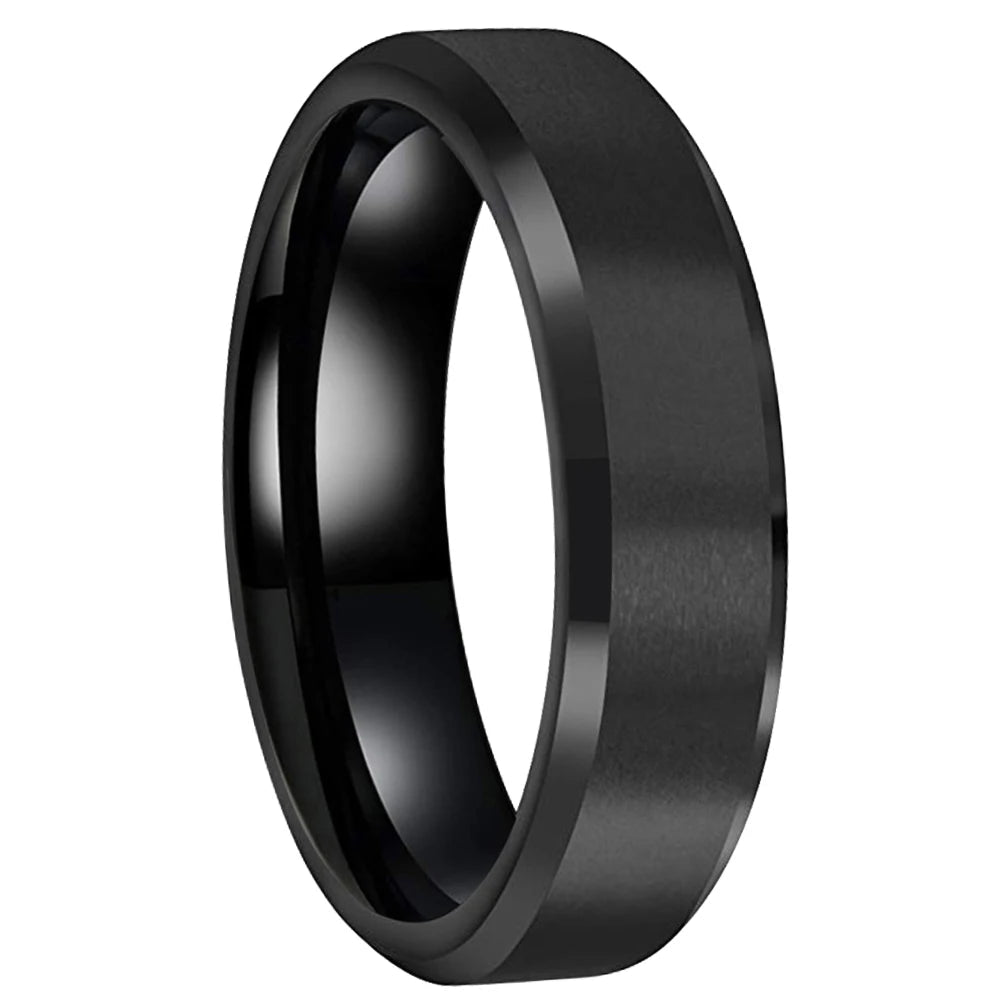 6mm Satin Black Tungsten Carbide Wedding Band