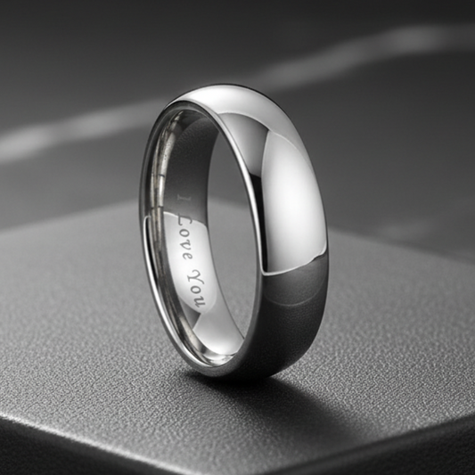 6mm Tungsten Ring I Love You Engraved