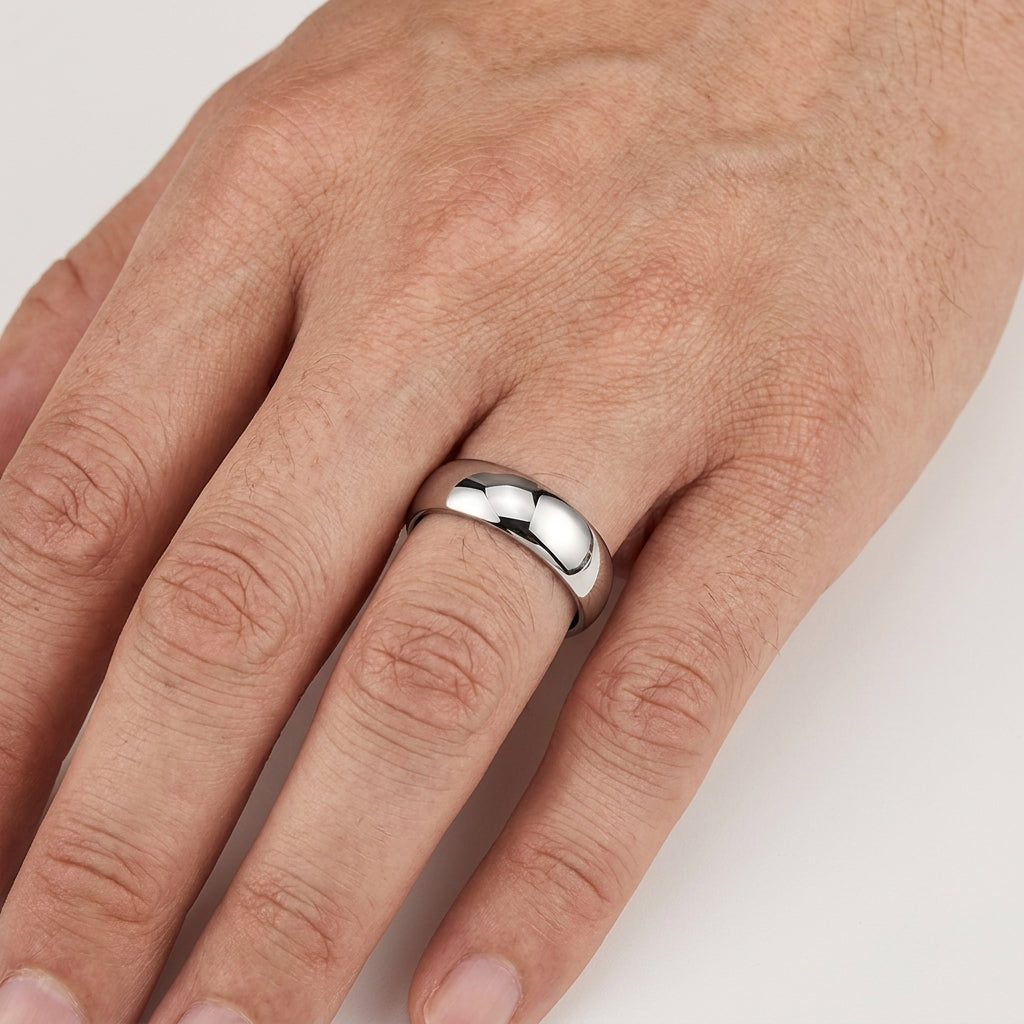 7MM White Tungsten wedding band