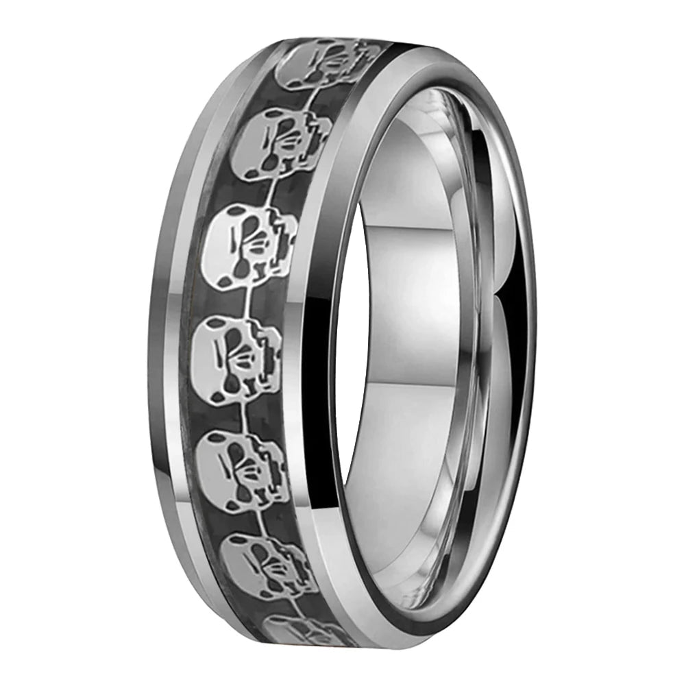 8MM Tungsten Skull Ring