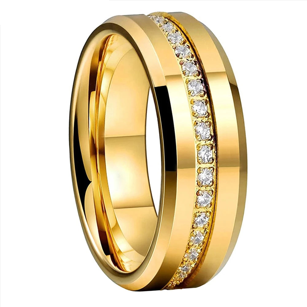 Womens Tungsten Ring Cubic Zirconia