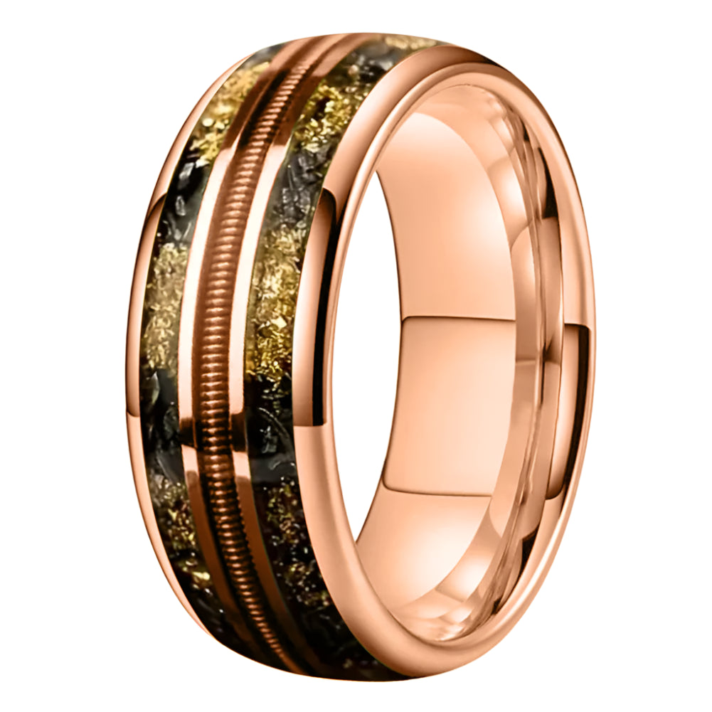8MM Rose Gold Meteorite Tungsten Ring