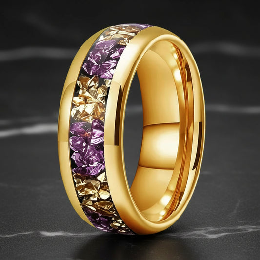 8mm Purple and Gold Tungsten Ring