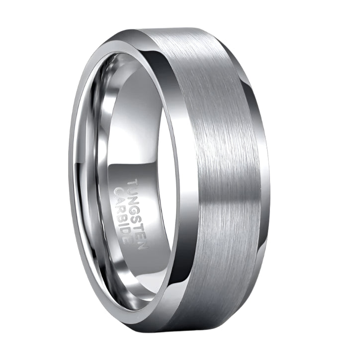 8mm Silver Tungsten Carbide Ring
