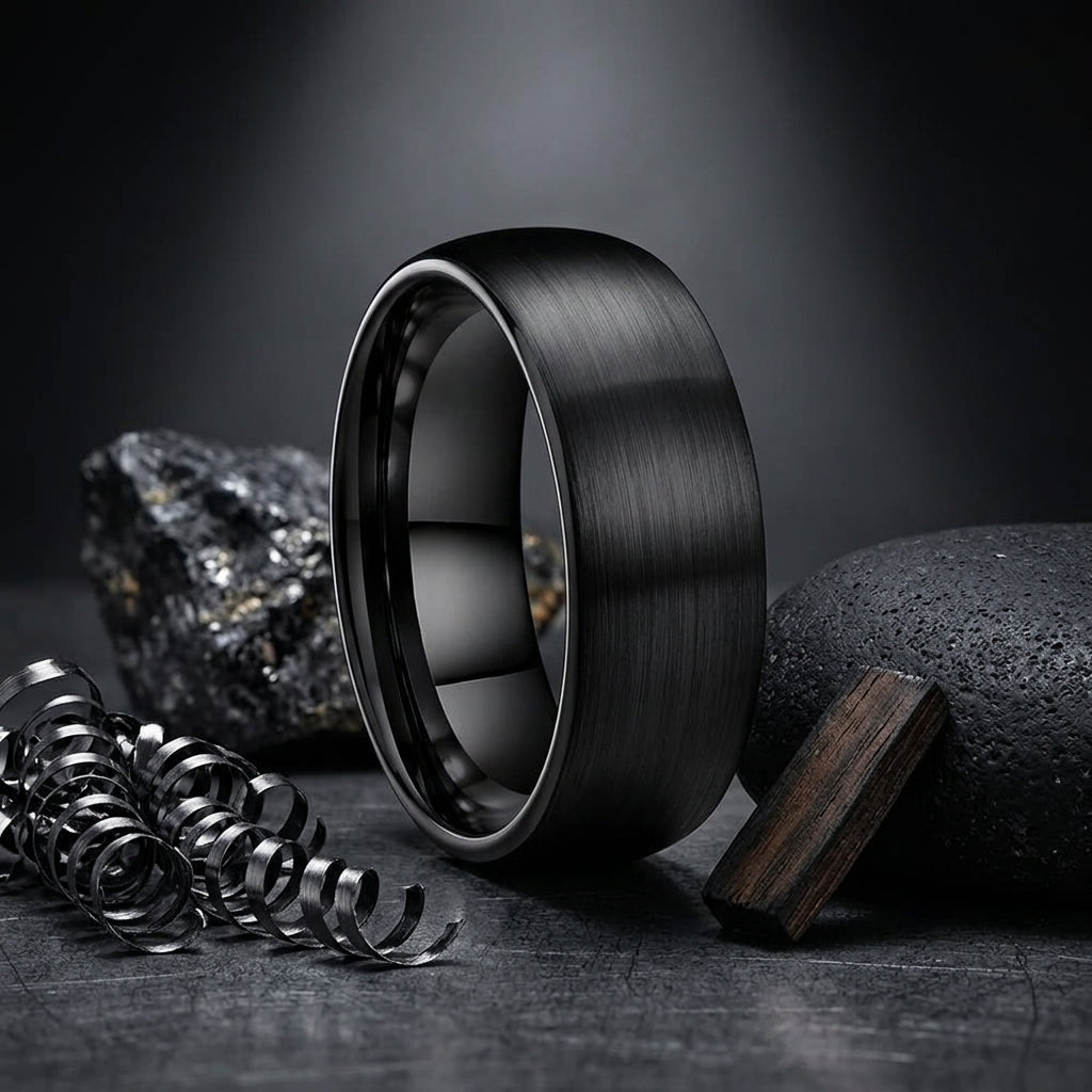 The Dark Core™ –8mm Black Tungsten Wedding Ring