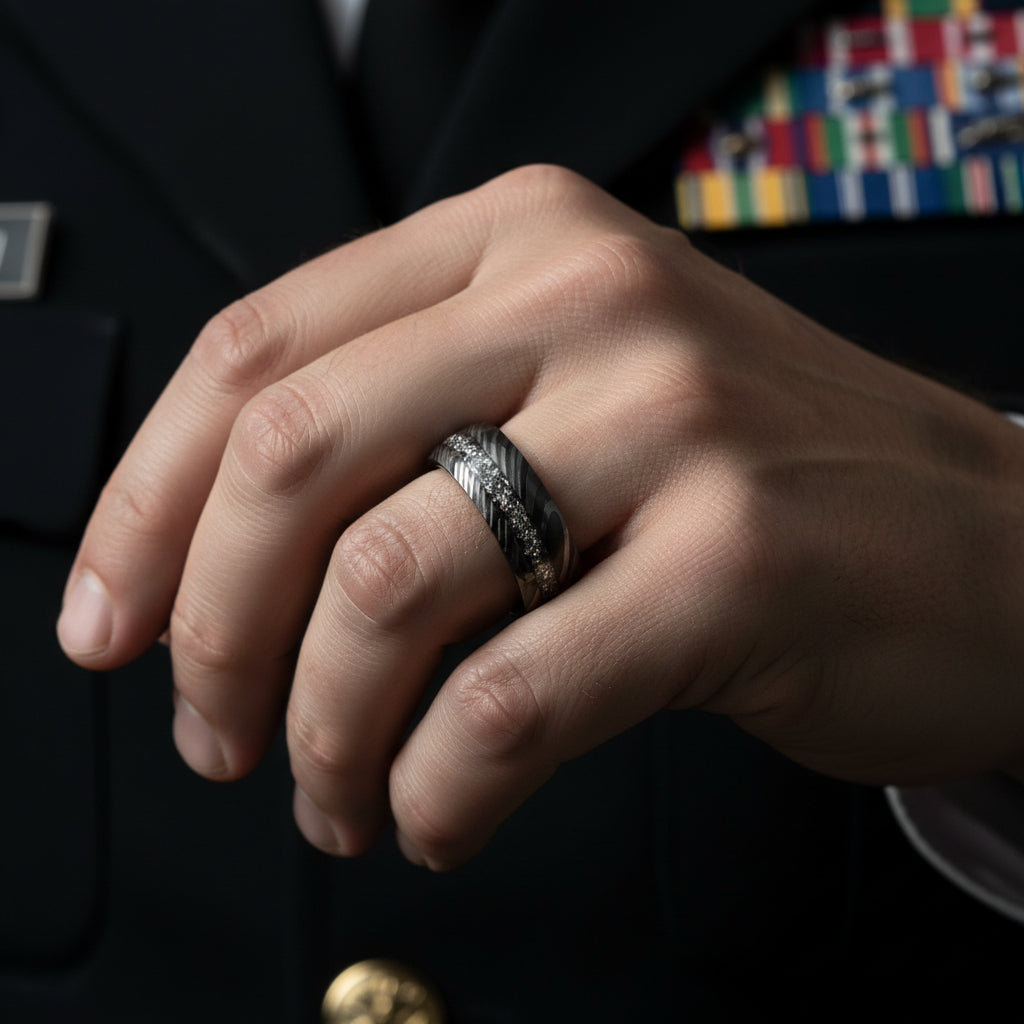8mm_Black_Damascus_Steel_Ring__Galaxy_Meteorite_Inlay