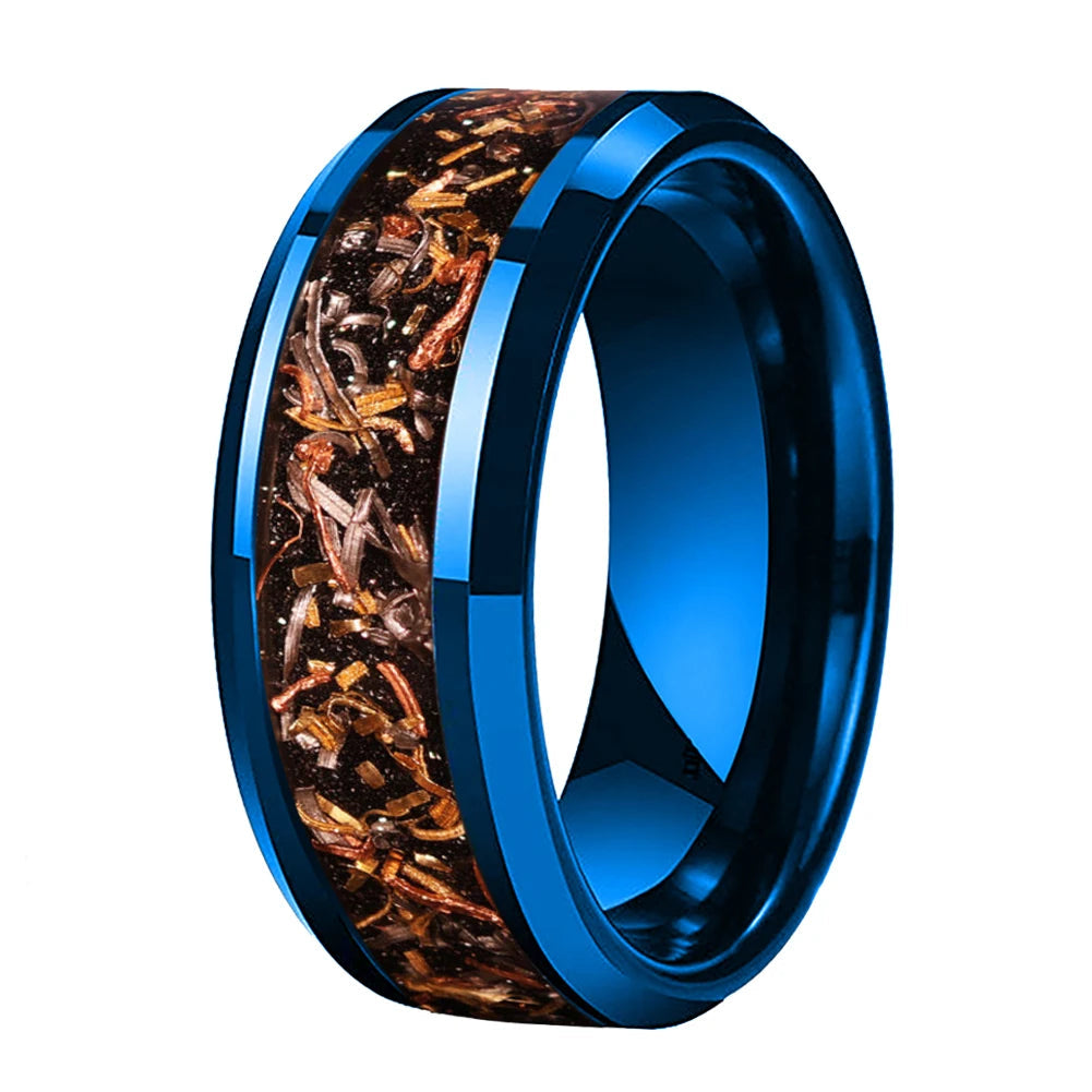 8mm Black Sand Copper Steel Foil Tungsten Ring