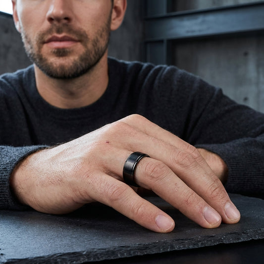 8mm Black Tungsten Ring for Men
