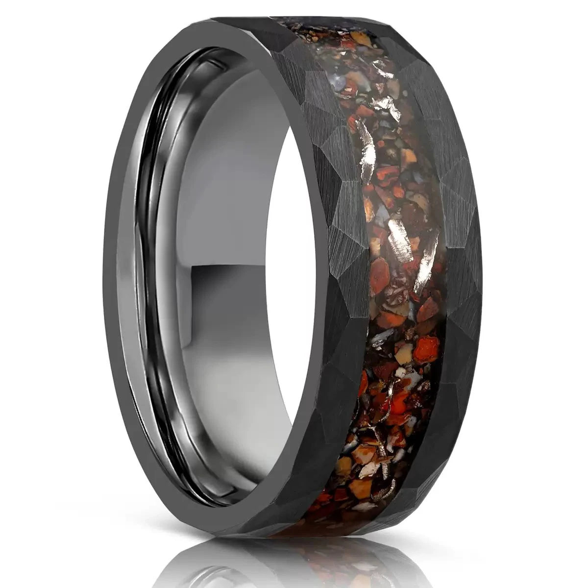 8mm Dinosaur Bone Tungsten Ring