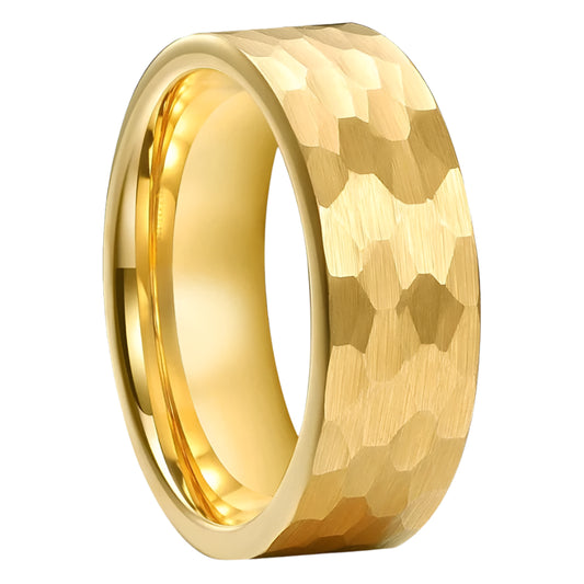 8mm Faceted Tungsten Ring -Gold color