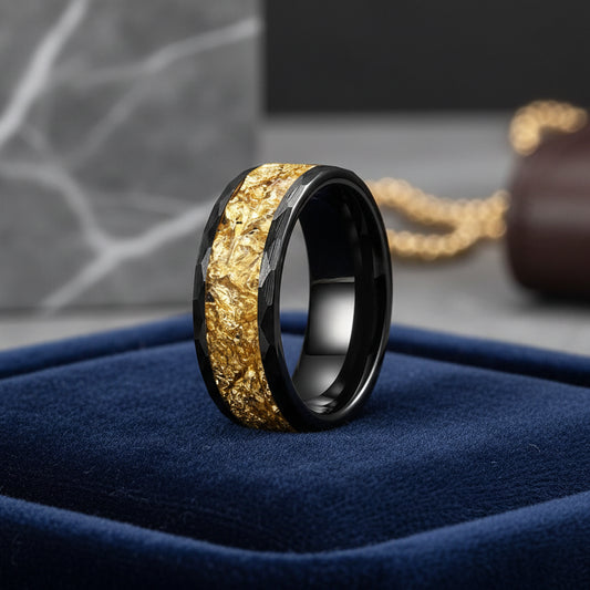 8mm Hammered Tungsten Wedding Band