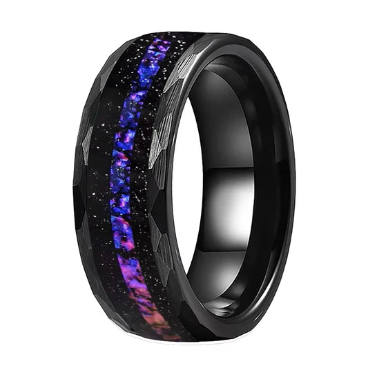 8mm Orion Nebula Meteorite Ring – Galaxy Opal Wedding Band