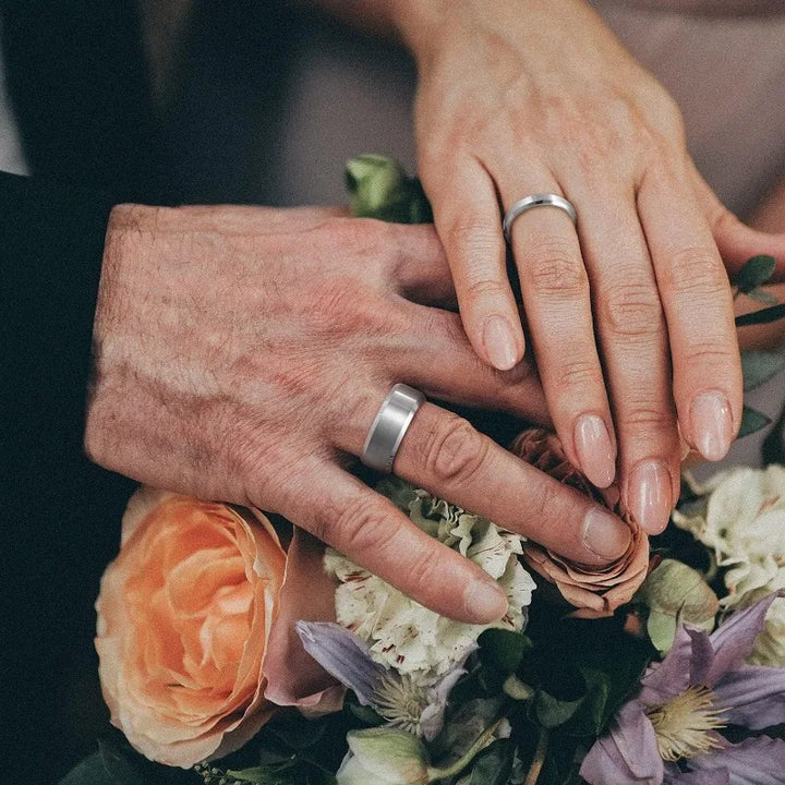 8mm Silver Tungsten Carbide Ring