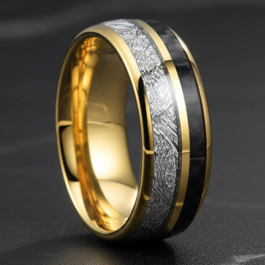 8mm Tungsten Carbide Meteorite Ring