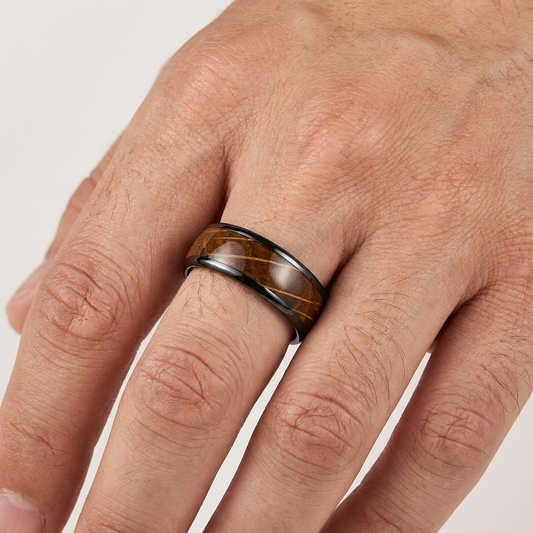 8mm Tungsten Ring with Wood Inlay