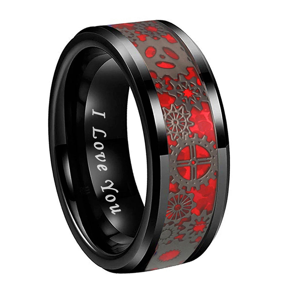 8mm Tungsten Wedding Band with "I Love You" Engraving