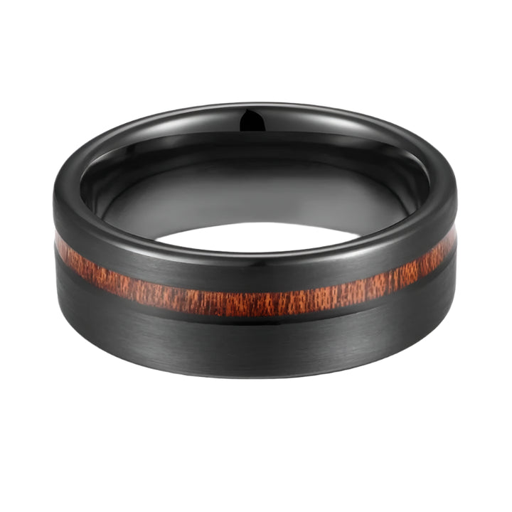 8mm Wood Grain Black Ring for Men – Fashion Gift