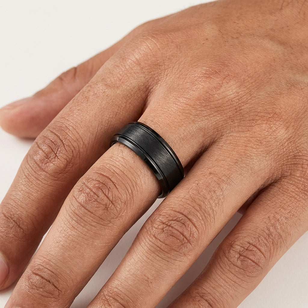 Black Brushed Tungsten Wedding Band