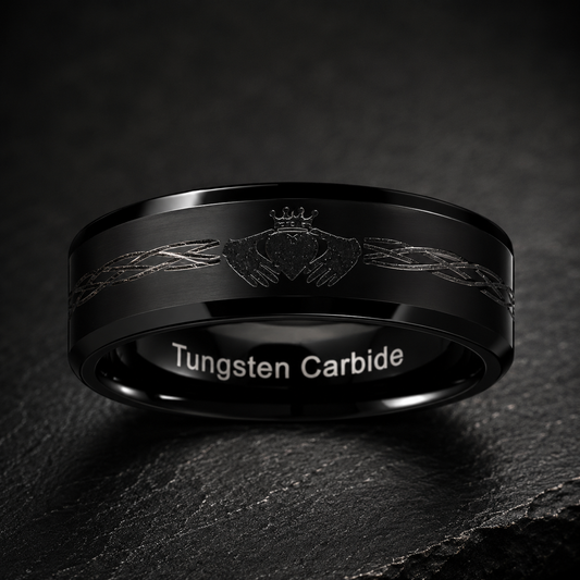 Black Tungsten Claddagh Ring