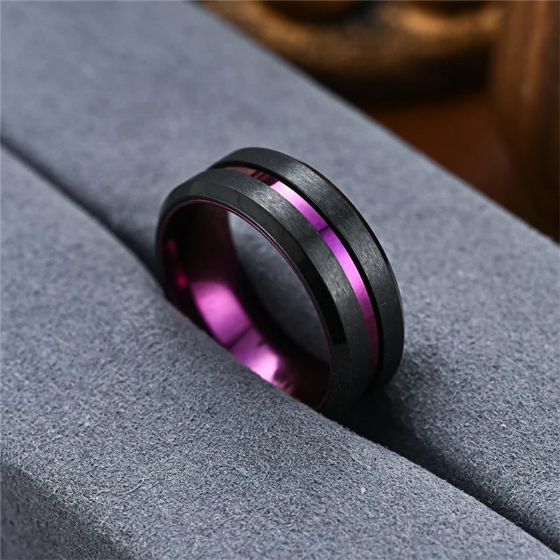 Black and Purple Tungsten Ring