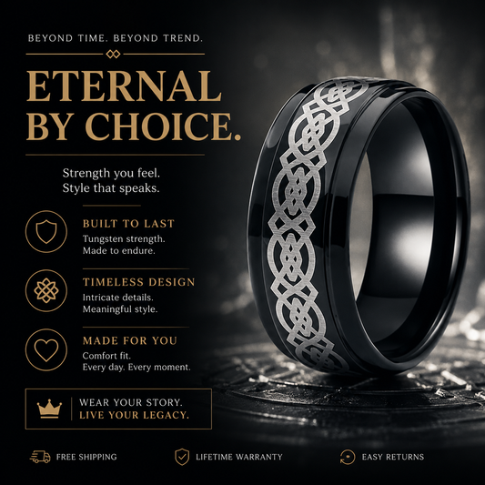 Black Celtic Knot Tungsten Ring