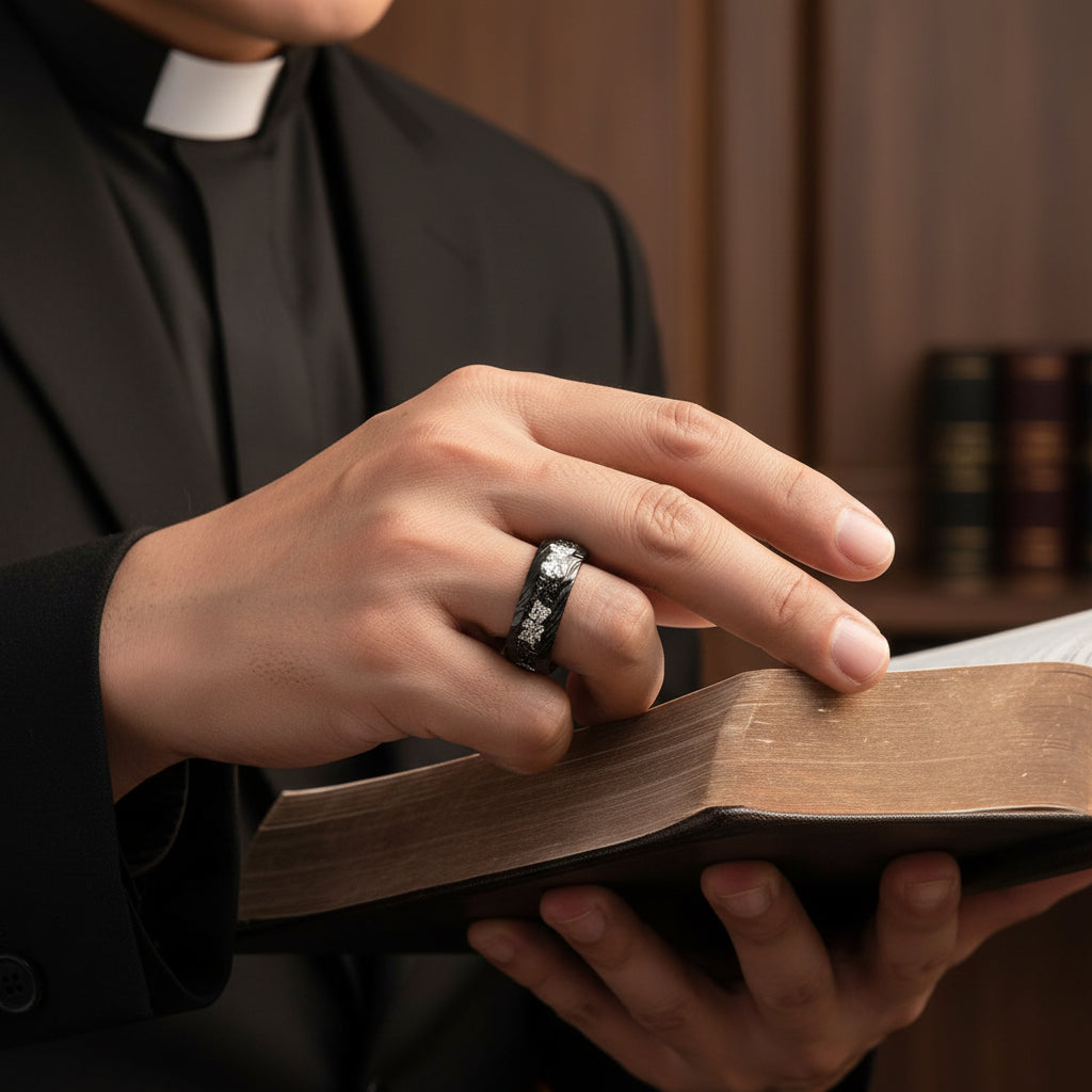 Black Damascus Steel Ring