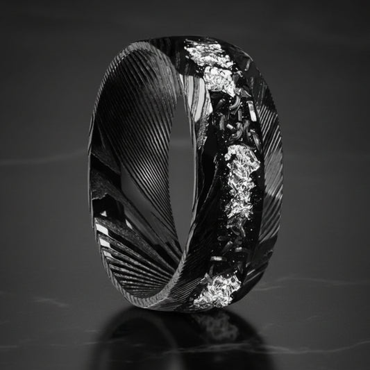 Black Damascus Steel Ring