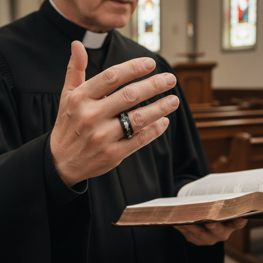 Black Damascus Steel Ring
