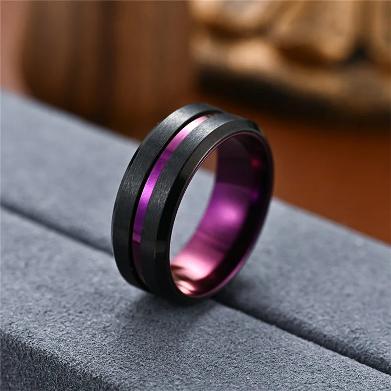 Black and Purple Tungsten Ring