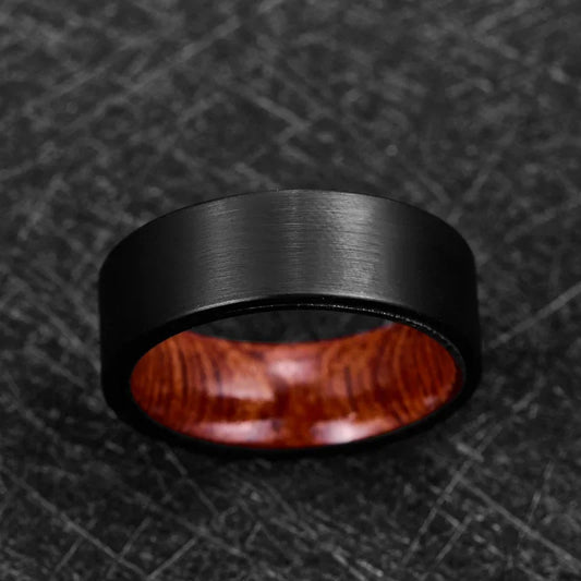 Black Tungsten Carbide Wooden Ring