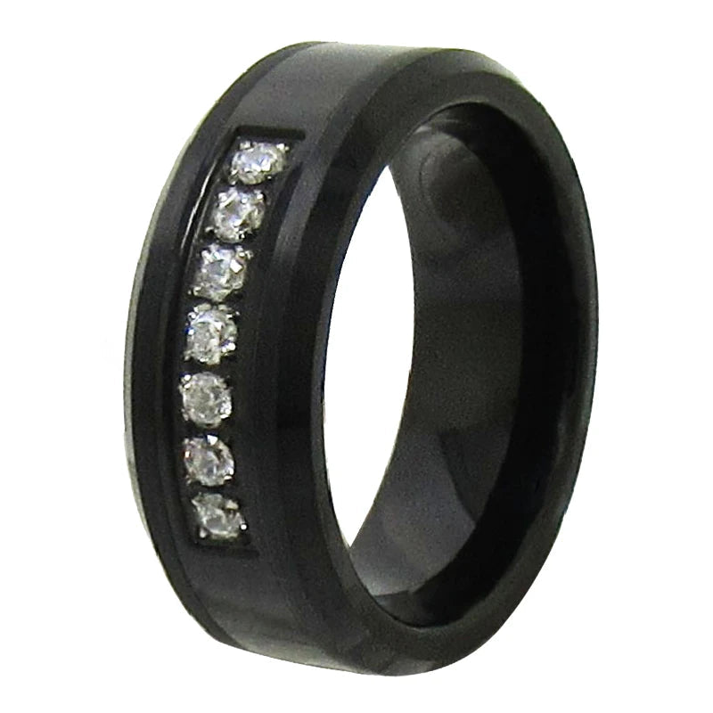 Black Tungsten Engagement Ring β 8mm Trendy Couple Wedding Band for Men & Women